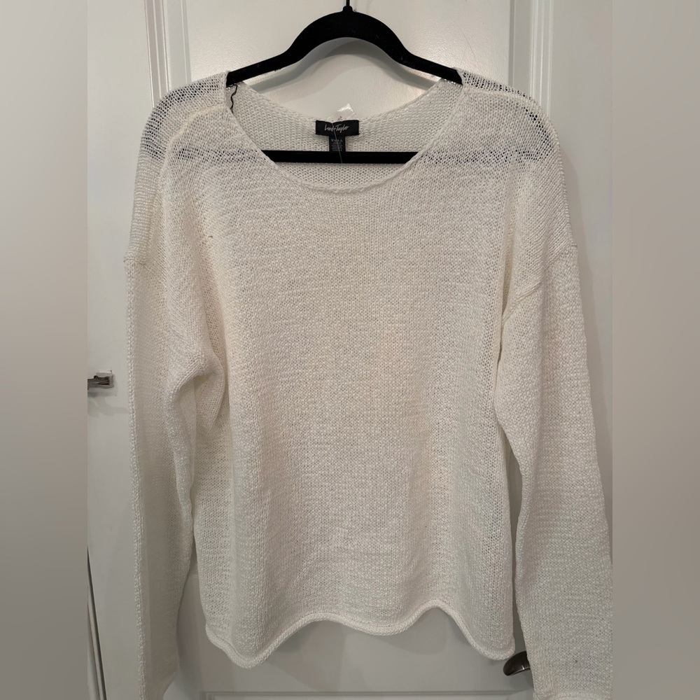 Lord & Taylor Crew Neck White Sweater